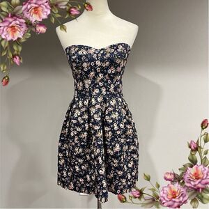 Sans Souci floral strapless mini dress size S Small